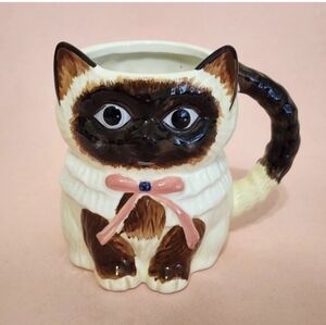 NEW! Anthropologie Cat Mug with Pink Bow